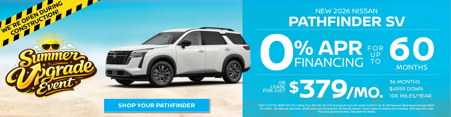 Special offer on    2026 Nissan Pathfinder SV